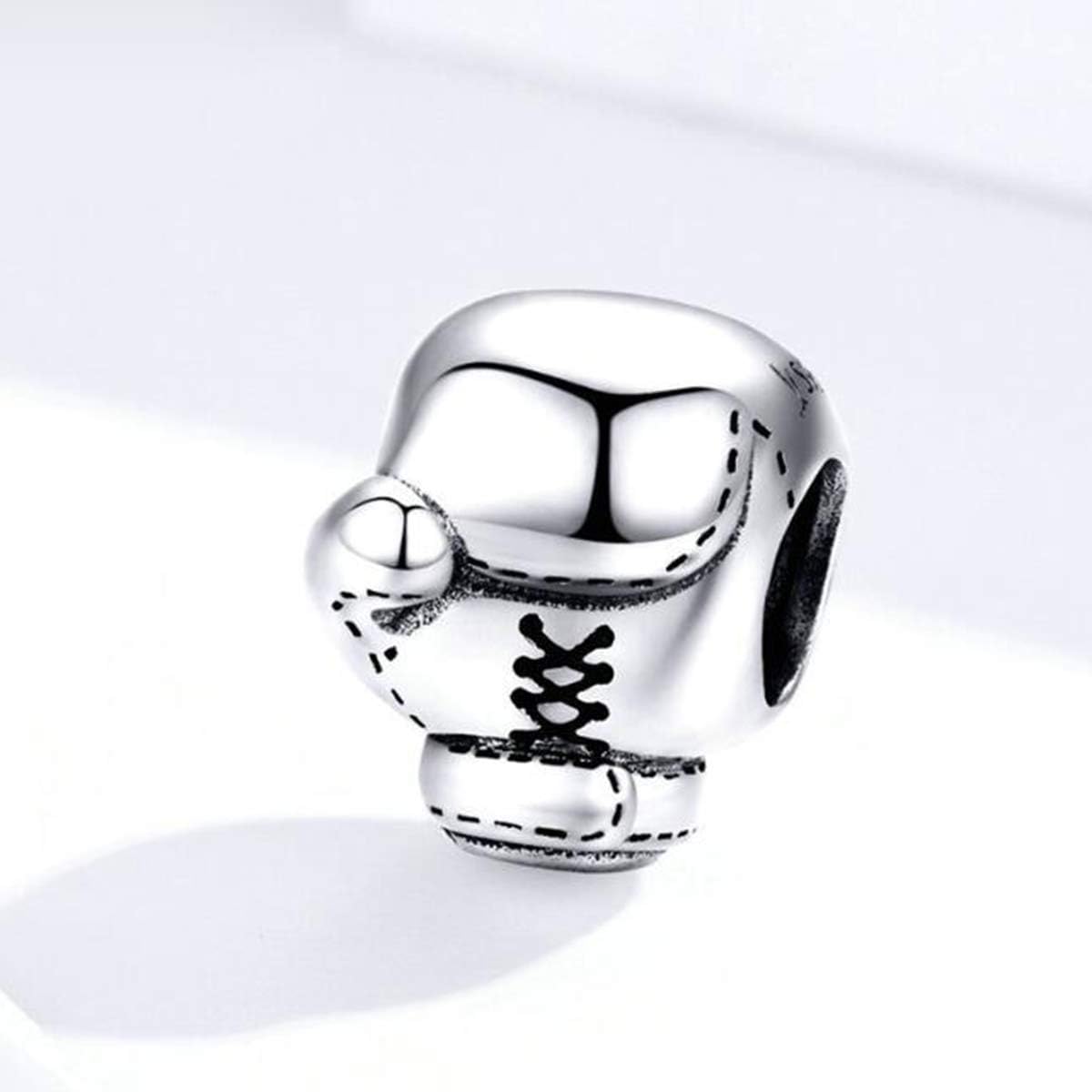 Black Enamel Sports Football Charms 925 Sterling Silver Charms for Pandora Bracelets (Boxing Charms) - Image 3