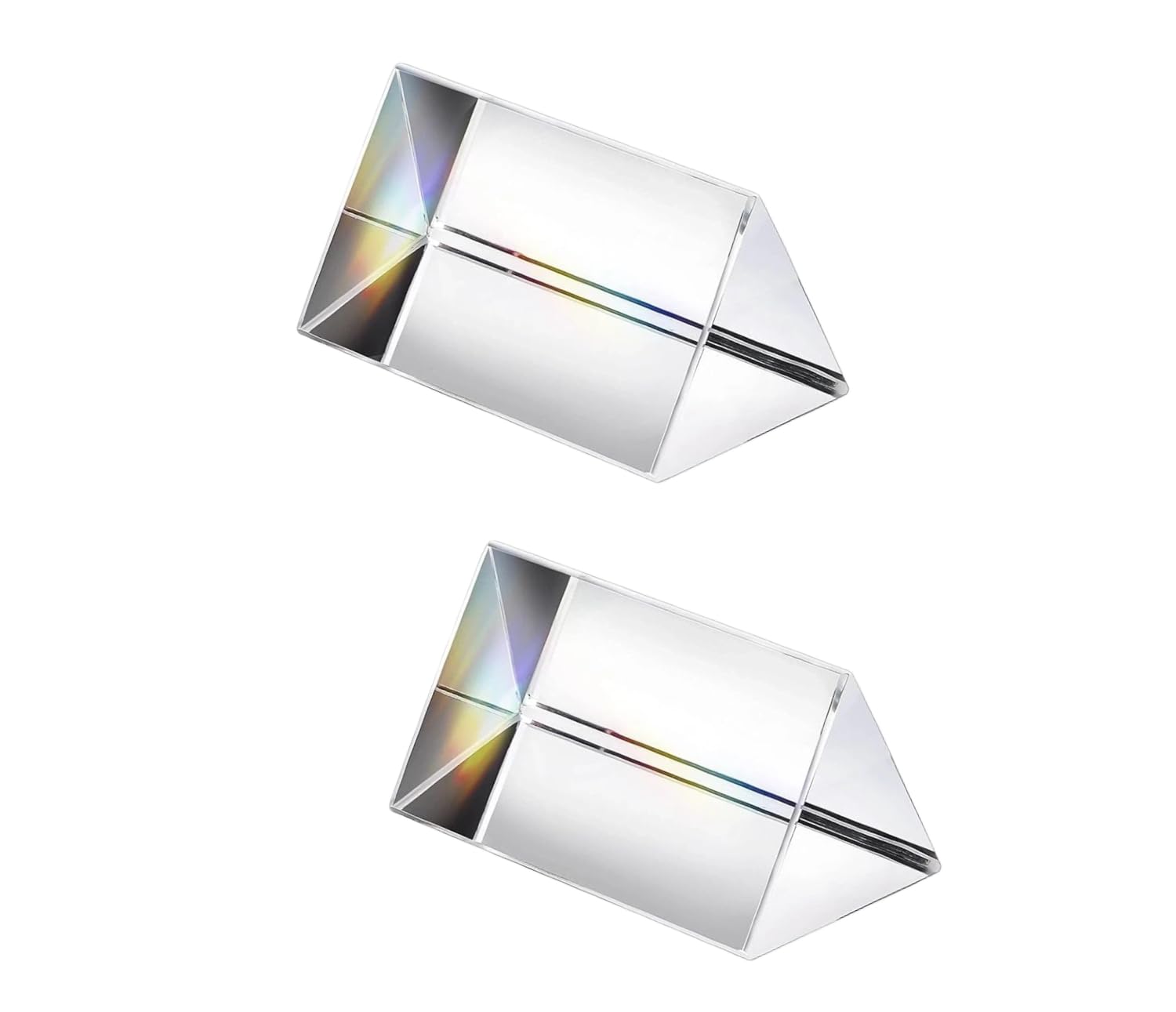 THE WHITE SHOP 2 Pack Optical Glass Prism, 1.97 Inch K9 Crystal Prism for Photography Light Science Experiments, Physics Teaching Tool with Rainbow Spectrum Effect
