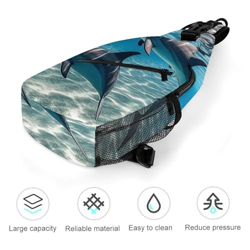 Mochila de hombro cómoda con delfines para evitar dolores de espalda 5
