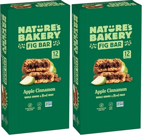 Image of Nature's Bakery Whole Wheat Fig Bars, Apple Cinnamon, Real Fruit, Vegan, Non-GMO, Snack Bar, 1 Box With 12 Twin Packs (12 Twin Packs) (Pack of 2)
