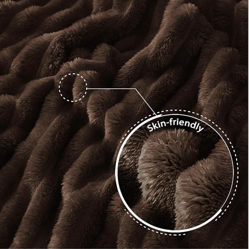 Exclusivo Mezcla Kuscheldecke Flauschig Fleecedecke Flanell Decke, Leichte und Warme Sofadecke Couchdecke für Ganzjahreszeit, 130 x 150 cm Braun