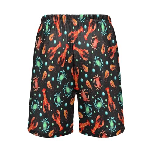 Men's Pajama Shorts Lobsters Crabs Shrimps Sleep Shorts Soft Comfy Lounge Pjs Bottoms Pajama Pants with Pockets3