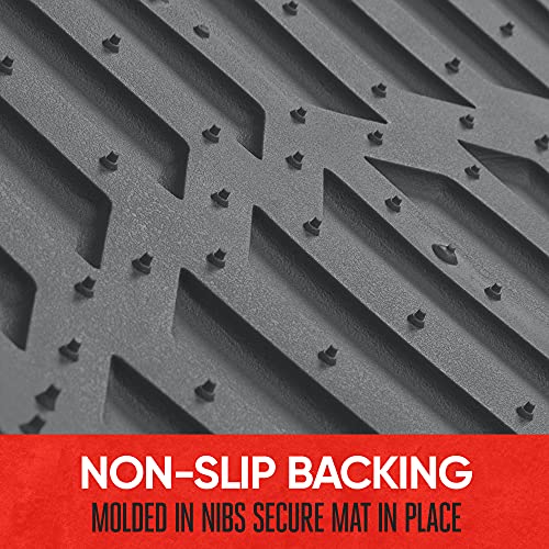 Motor Trend 2 Piece Front Car Floor Mats- Gray Flextough Contour Liners-Deep Dish Heavy Duty Rubber Floor Mats For Car Suv Truck & Van-All Weather Protection, Universal Trim To Fit #TOP5