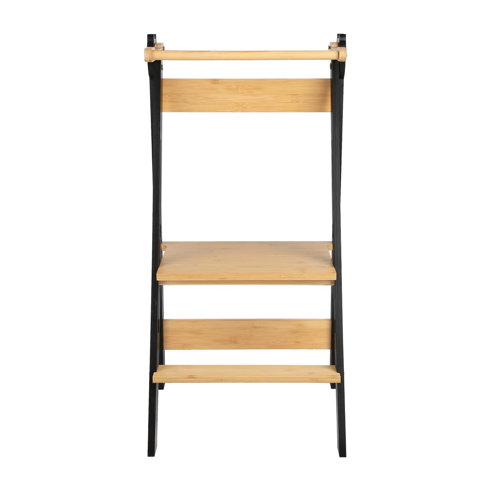 Torre de observación infantil, torre montessoriana de aprendizaje plegable multiusos, torre de aprendizaje de madera natural de abedul, plegable, seguridad-88 × 45 × 45 cm-café negro