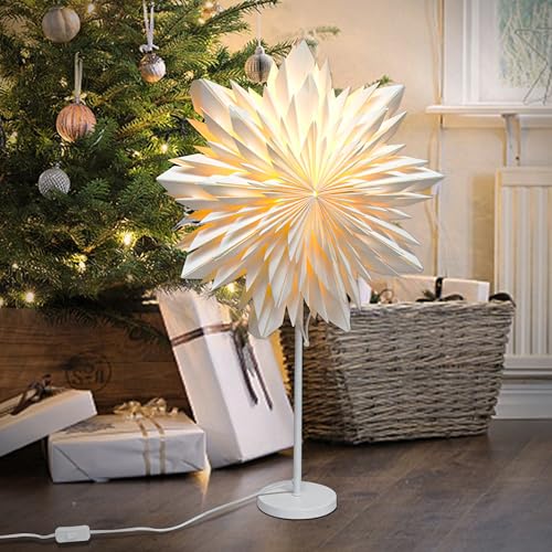 EANLOLY Stehender Weihnachtsstern Beleuchtet - LED Papierstern...
