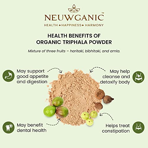 Image of Organic Triphala Powder - 200 Gm - India Organic and USDA Certified - Triphala Churna Powder - Quick Acidity & Gas Relief - Pack of 3