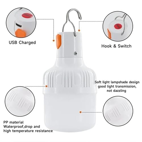 Lâmpada LED De Emergência Recarregável De 80 W - Iluminação Externa Confiável