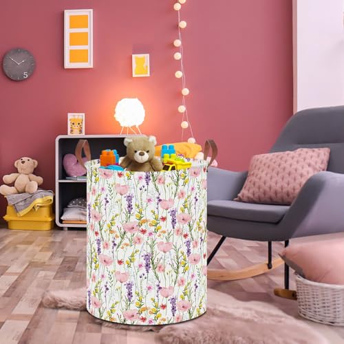 Image of 19.7 inch Laundry Basket,Dirty Clothes Hamper,Waterproof Storage Bin,Room Decor,Gift Baskets,Nursery Hamper(Flowering Shrubs)