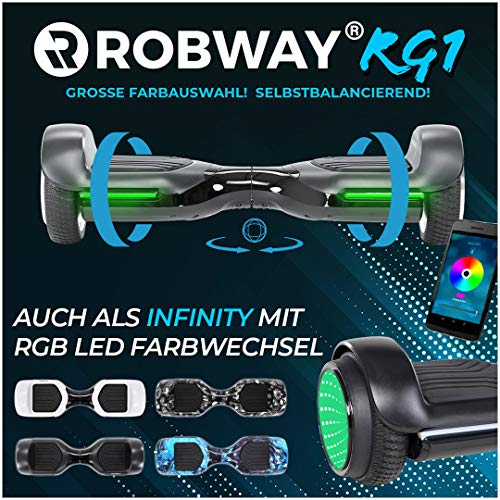 Robway RG1 Hoverboard - Das Original - Self Balance - 11 Farben - Bluetooth - 2 x 350 Watt Motoren - App (schwarz)