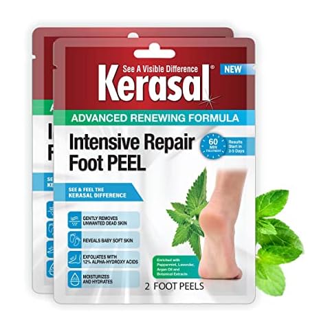 Kerasal Intensive Foot Repair, Skin Healing Ointment for Cracked Heels and Dry Feet, 1 Oz and Kerasal Intensive Repair Foot Peel for Dry Feet, 2 Pairs Cover