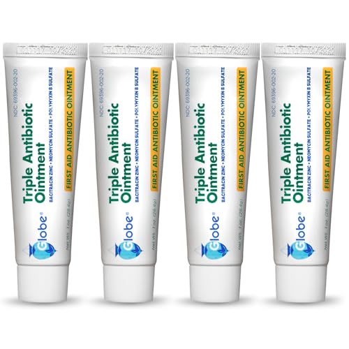 Globe Triple Antibiotic Ointment 1.0 oz (4 Pack), First Aid Ointment for Minor Scrapes, Cuts, and...
