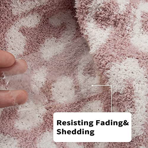 Lutoris Ultra Soft Knit Leopard Throw Blanket For Couch (50X60 Inches) Dusty Pink Warm Reversible Microfiber Cheetah Blanket Cozy Lightweight Leopard Pattern Throw For Bed Sofa Travel #TOP3