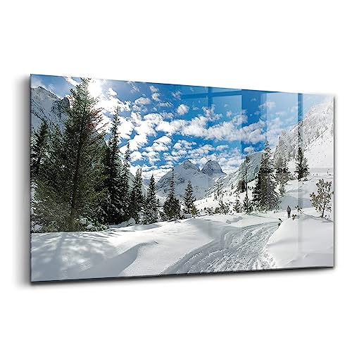 Peinture sur verre moderne 100x50cm image verre coloré paysage montagne