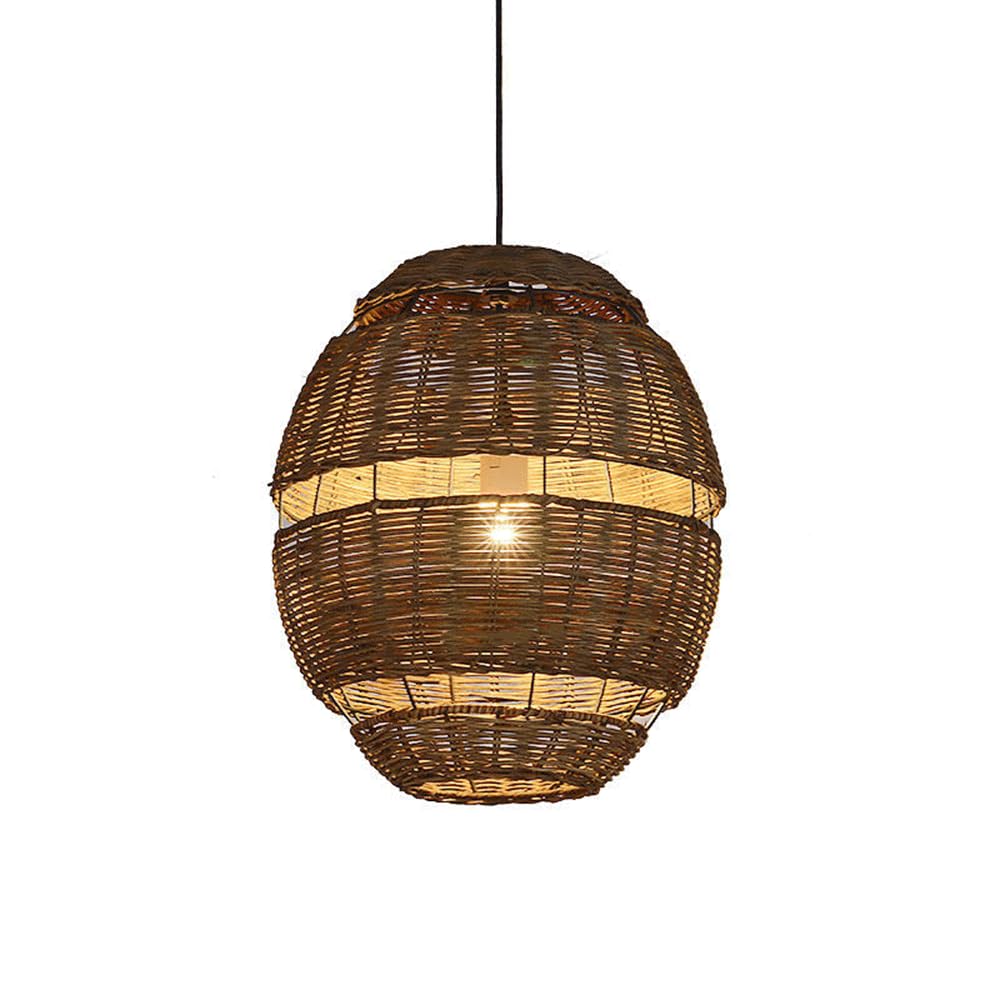 Braided lampshade, The Rattan Cover can be Adjusted in Height and Various Sizes(35cm)