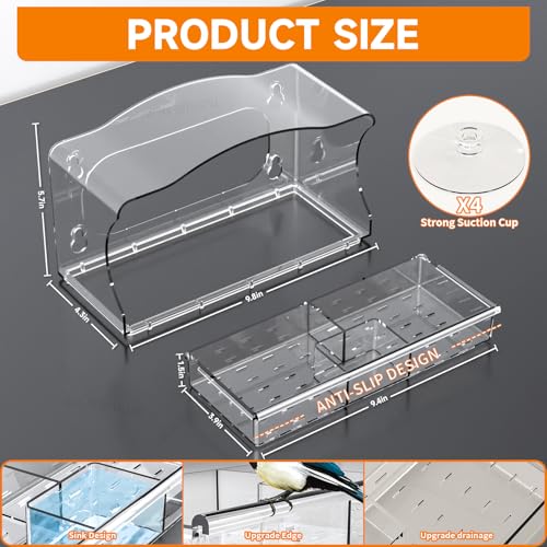 Yieach Clear Window Bird Feeder with 4 Extra Strong Suction Cups and Removable Feed Tray,Acrylic Bird Feeders for Viewing Wild Bird Outside as a Bird Watching Gift,Outdoor Bird Feeder and Garden Decor