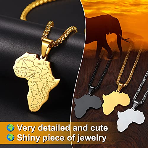 ChainsProMax Men African Continent Necklace Adjustable, Africa Map Jewelry, 316L Stainless Steel/Gold Plated (Send Gift Box)4