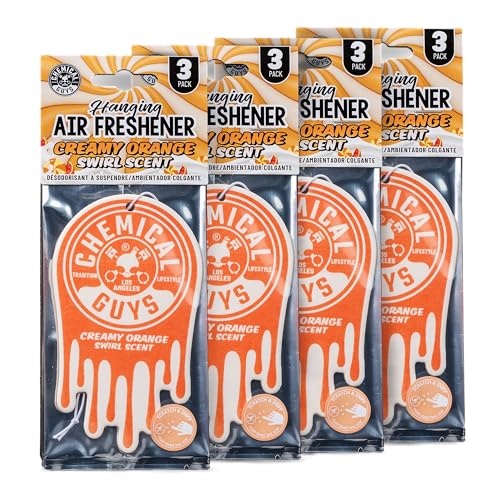 Image of Chemical Guys, Hanging Air Fresheners, Creamy Orange Swirl Scent, 3 Pack | Sweet citrus and creamy vanilla hanging fresheners refresh cars, home and garage while neutralizing odors