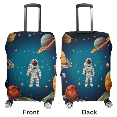 Outer Space Rocket Astronaut Luggage Cover, Washable Elastic Suitcase Cover Protector Fit 18-32 Inch Luggage3