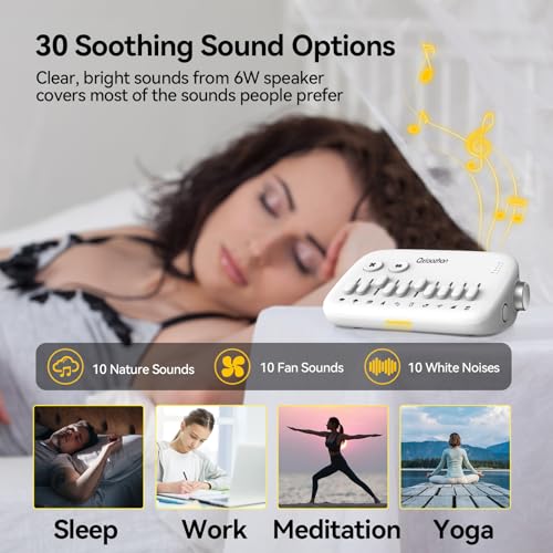 White Noise Sound Machine for Sleep with Slider Rail Button for DIY, Rechargeable & Adjustable Volume Sound Machine with 30 Soothing Sounds & Timers for Travel,Insomnia,Adults (Sleek White) - Image 4