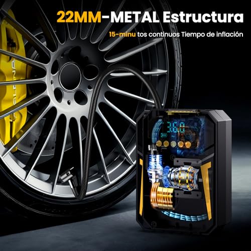 Inflador Ruedas Coche - Compresor Aire Portatil 12V DC, Compresor Aire Coche 150PSI con Linterna - para Coches/Motos/Bicicletas/SOS Emergencia, Presión Preestablecida y Apagado Automático - imagen 8