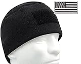 G.I. Type Tactical Polar Fleece Watch Cap and Patch Bundle (Black)