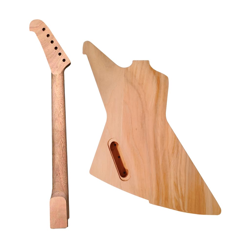 Gitarren-Set für Heimwerker, Mahagoni-Gitarrenkörper, Gitarrenhals, 22 Bünde, 62,9 cm, Bananenkopf-Inlay-Set in der Ferse