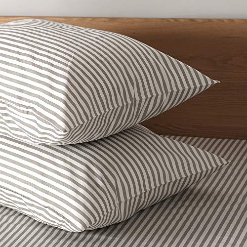Jellymoni 100% Natural Cotton 3Pcs Striped Duvet Cover Sets,White Duvet Cover With Grey Stripes Pattern Printed Comforter Cover,With Zipper Closure & Corner Ties thumb #8