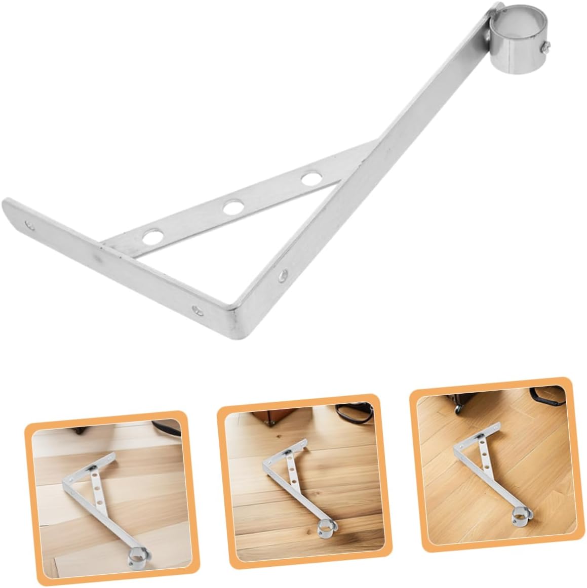 POPETPOP 2pcs Side Wall Clothes Rack Closet Rod Support Wall Mounted Pole Socket Wardrobe Rod Holder Closet Pole Support Shelf Holder Closet Brace Bracket Stainless Steel Silver