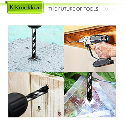 K Kwokker 15Pcs Masonry Drill Bit Set 5/8" To 1/8", Tungsten Carbide Tile Drill Bits, Ceramic Drill Bits For Pots, Brick, Cement, Glass, Stucco, Stone, Marble, Plastic, Wood, With Storage Case #TOP5