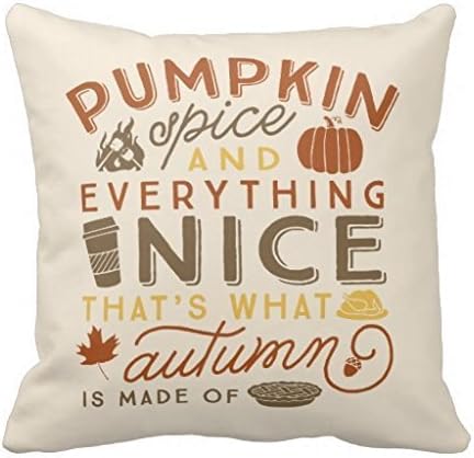 CSSaleStore Cotton Linen Square Decorative Pumpkin Spice Typographic Autumn Pillowcase H113