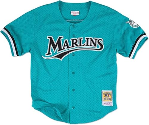 Mitchell & Ness Florida Marlins 1995 Andre Dawson Authentic Button Down Bp Jersey - Teal (Large) #TOP17