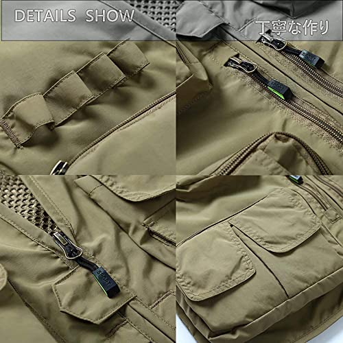 [Manatsulife] メッシュベスト メンズ カメラマンベスト フィッシングベスト 多機能 ジャケット 通気 アウトドア 大きいサイズ 多色 7898 (ダークグレー, L) 7枚目