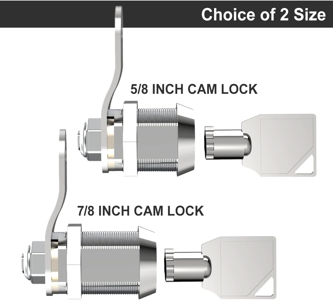 EG STARTS 5X 7/8" Arcade Locks Arcade Machine Cash Door Tool Boxs Tubular Cam Locks Cabinet Door Atom Lock with 5 Alike Keys for Arcade Video Games Jamma Mame Parts