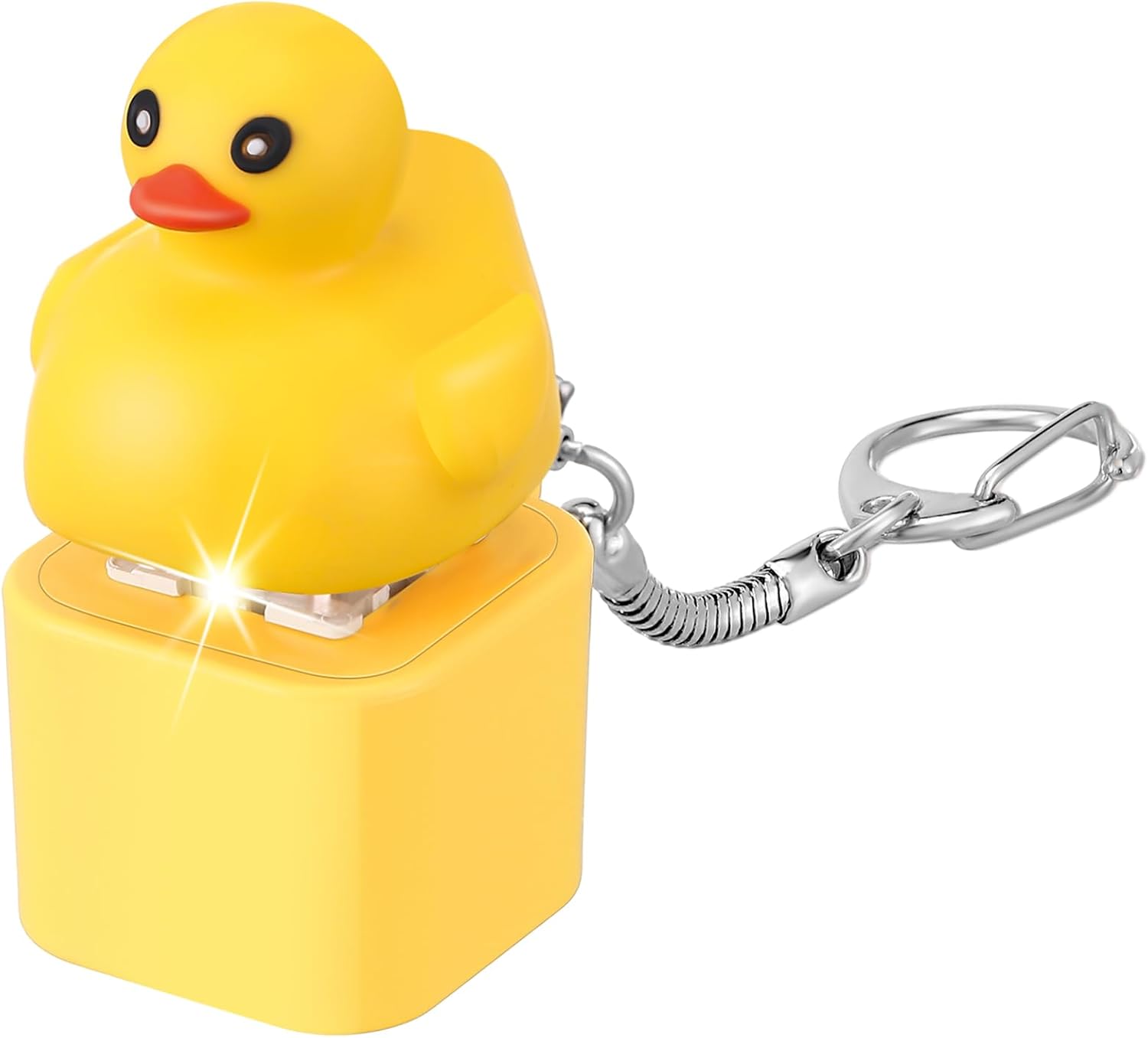 Simgoing 1 Pcs Quacking Duck Keychain Fidget Rechargeable Duck Keyboard Keycaps that Quack Fidget Keychains Fun Stress Anxiety Reliever Sensory with Colorful Lights Christmas Stocking Stuffers