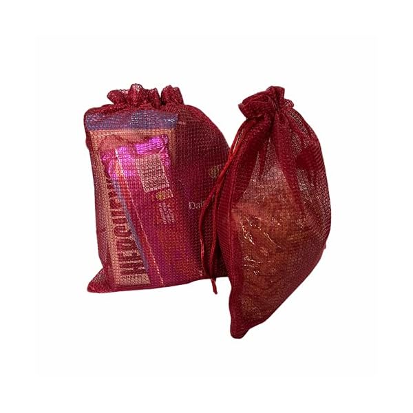 Krisah Fabric Unisex-Adult Self Design Cloth Potli Gift Bags, Pack Of 25 (Maroon) Big Size 23 X 18 Cm - Image 3