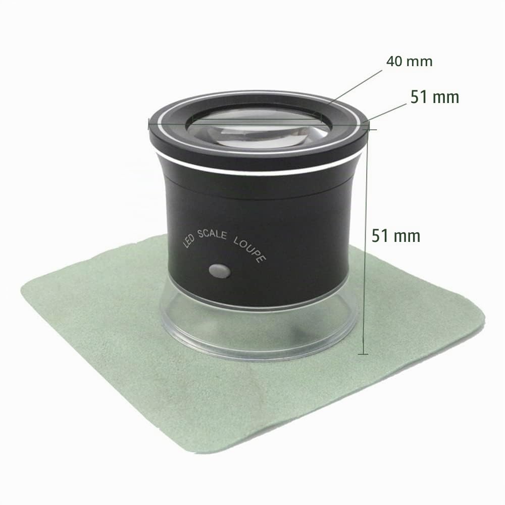 Irfora 30-fache LED-Skalenlupe, beleuchtete Lupe mit 6 weißen, 3 -Lichtern, wiederaufladbare Lupe, austauschbare Fadenkreuzskala für PCB, Schmuck, Münzen, Stempel, antike Textilmalerei, mit