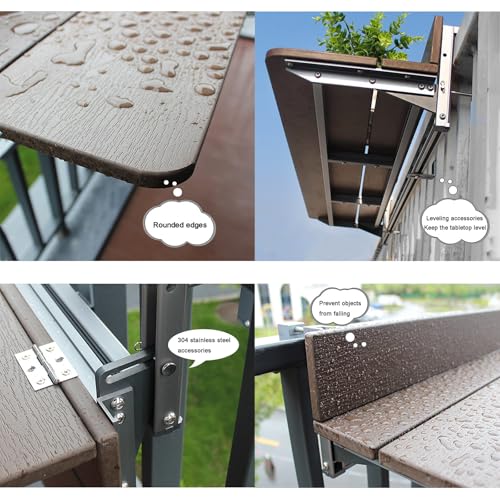 Table de balcon pliable suspendue multifonctionnelle extérieur jardin 60x27cm - 4