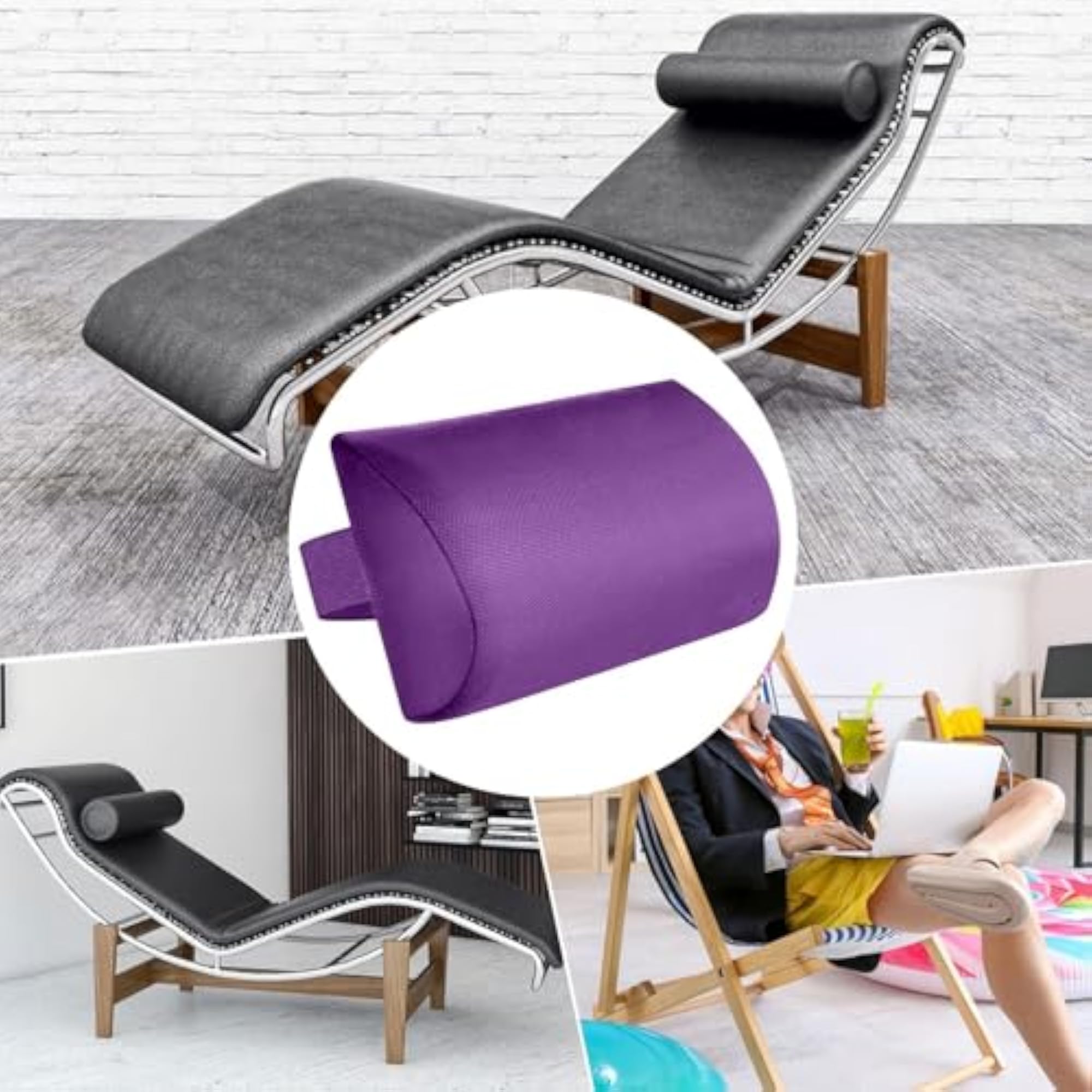 Chaise Lounge Head Pillow for Garden Folding Chairs, Violet