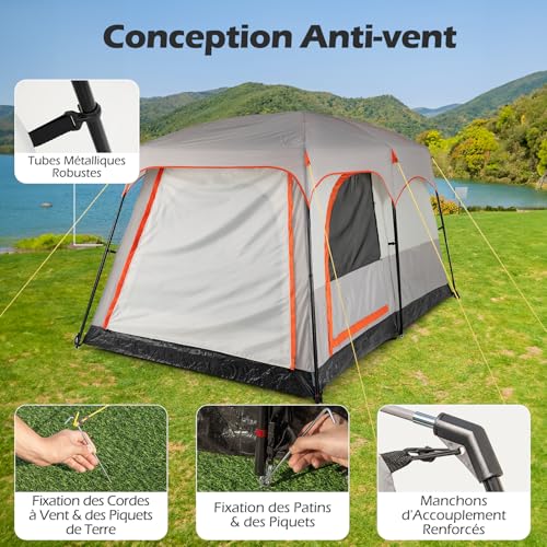 Carpa para camping 6 personas con 2 dormitorios y techo doble impermeable miniatura 4