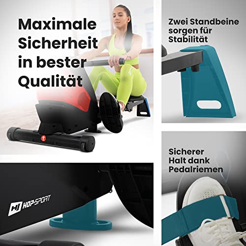 Hop-Sport Rudergerät für Zuhause klappbar HS-060R Cross - Rudermaschine mit LCD-Display & 8-stufigem, leisem… – Bild 5