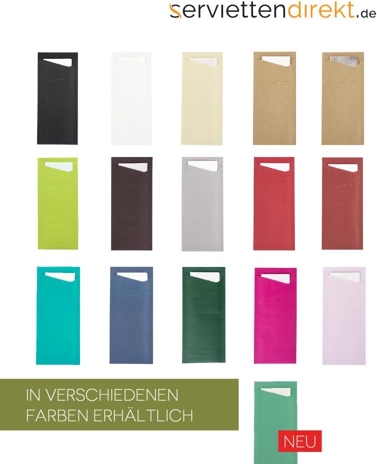 Prime Fit Cutlery Bag in Eucalyptus 85 x 190 mm with White Tissue Napkin, Cutlery Bag Pack of 100