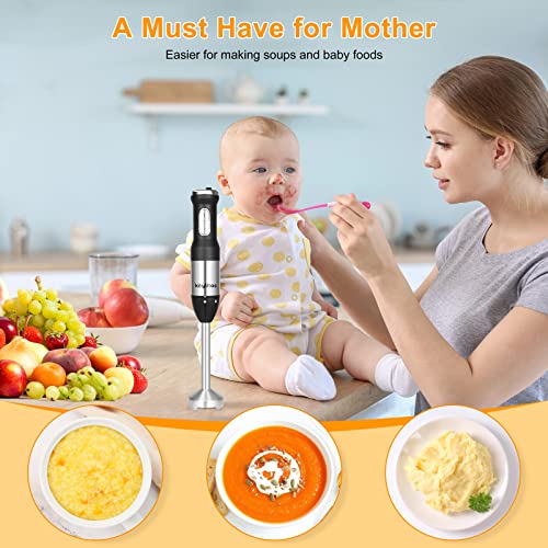 Keylitos 5 In 1 Immersion Hand Blender Mixer, [Upgraded]1000W Handheld Stick Blender With 800Ml Beaker,600Ml Chopper,Whisk And Milk Frother For Smoothie,Baby Food,Sauces Red,Puree,Soup #TOP1