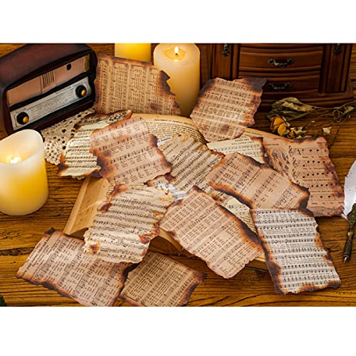 Vintage Scrapbooking Material Paper Retro Burnt Design Musical Score Sheet Music Aesthetics Diy Supplies For Arts Journaling Scrapbook Journals Planners Books Art Craft Specific Themed Projects #TOP2