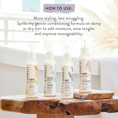 The Honest Company Fragrance-Free Conditioning Hair Detangler Tear-Free Hypoallergenic Leave-In Conditioner and Fortifying Spray for Sensitive Skin 4 fl oz (Pack of 3) - image 5