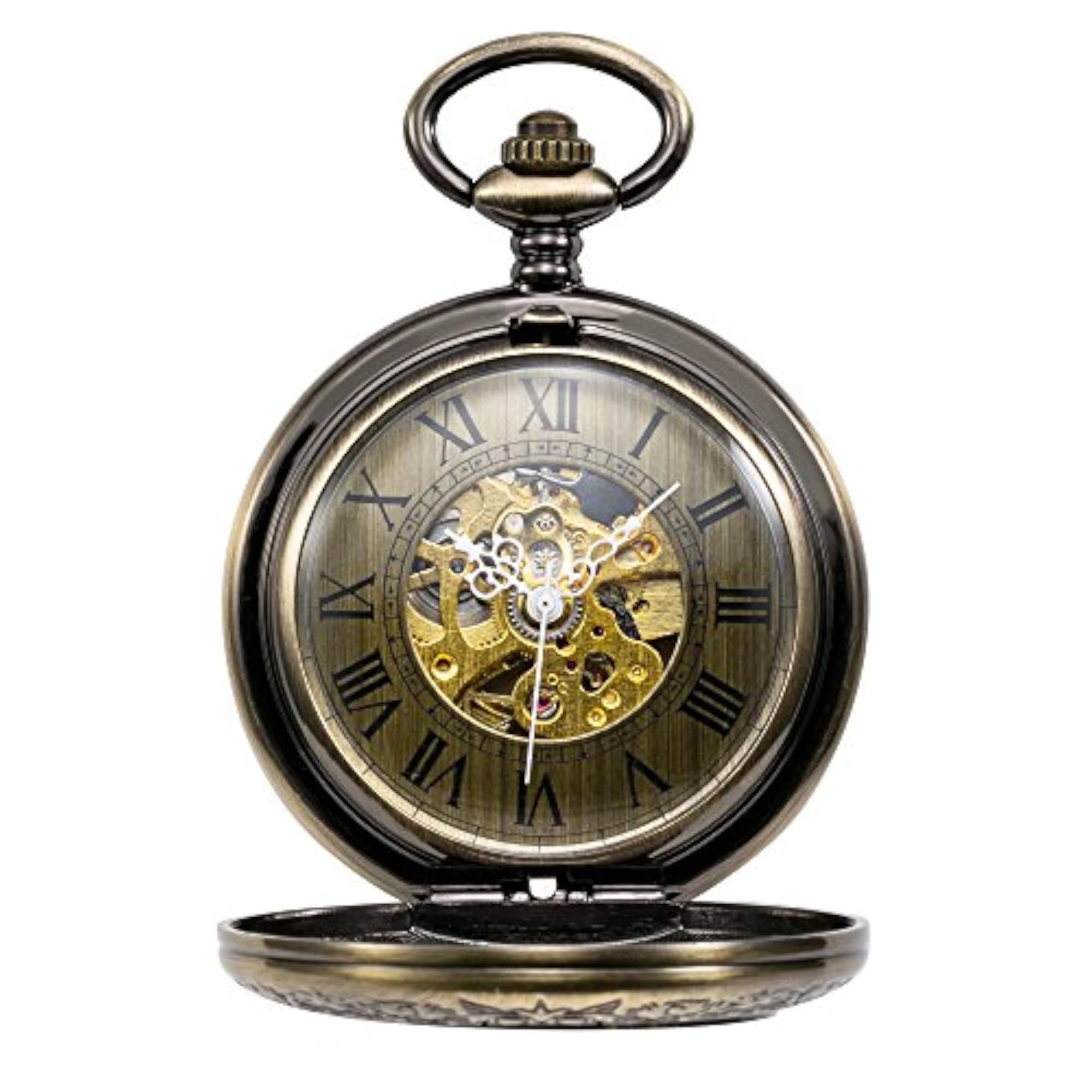 Automatic Mechanical Pocket Watch, Steampunk Skeleton Dial