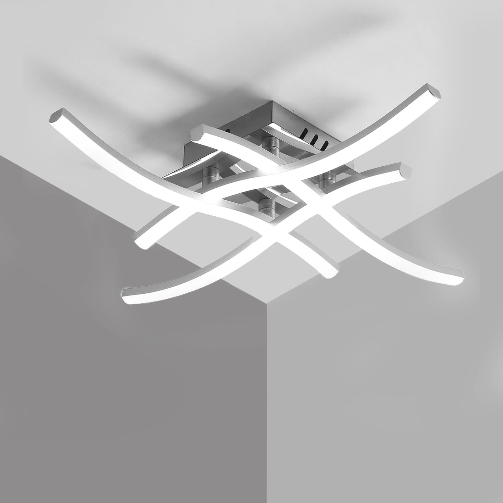 Goeco LED Ceiling Light, 24 W Modern Curved Chandelier with 4 LED Boards Cold White Light 6500K