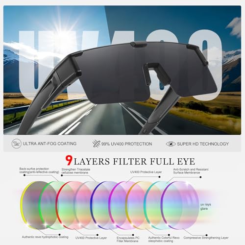 Image of HAOLOTA Fit Over Glasses Sunglasses for Men, Wrap Around Sunglasses for Driving Cycling Outdoors UV Protection