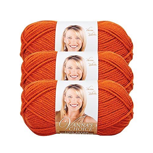 Image of Lion Brand Yarn, Vanna's Choice Crochet Yarn, Terracotta, Orange, 3 Pack | Everyday Basic Worsted Weight Acrylic Knit & Crochet Fiber for Blankets, Bags, Sweaters, Hats, Scarves