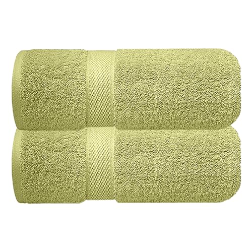 Image of Sulfar 100% Combed Cotton, Quick Drying Highly Absorbent Thick Bathroom Towels, Luxury Bath Towel Set (Pack of 2, 70 X 140 cm) - 600 GSM (Misty Green)