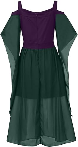 Miniatura 5 de Womens Renaissance Costume Cold Shoulder Butterfly Sleeve Dress Halloween Costumes Christmas Cosplay Party Dress